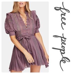 free people sydney lace pintucked dress (plum)